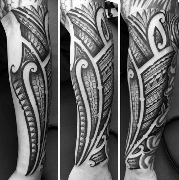 Outer Forearm Sick Mens Polynesian Tribal Tattoos