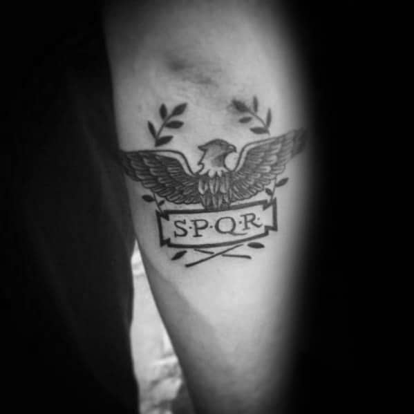 Outer Forearm Spqr Eagle Guys Tattoo Ideas