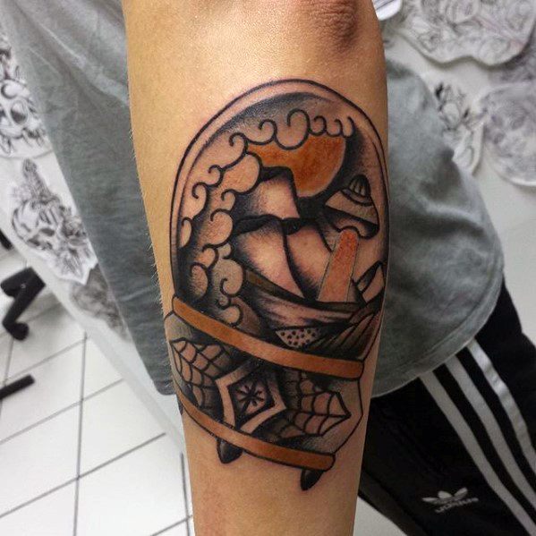 Outer Forearm Traditional Cool Male Crystal Ball Tattoo Designs