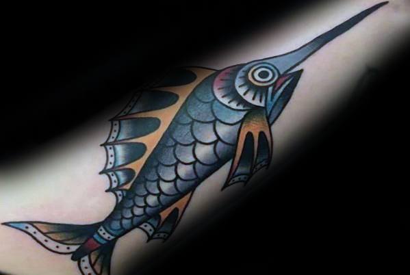 Outer Forearm Traditional Old School Swordfish Guys Tattoo Ideas