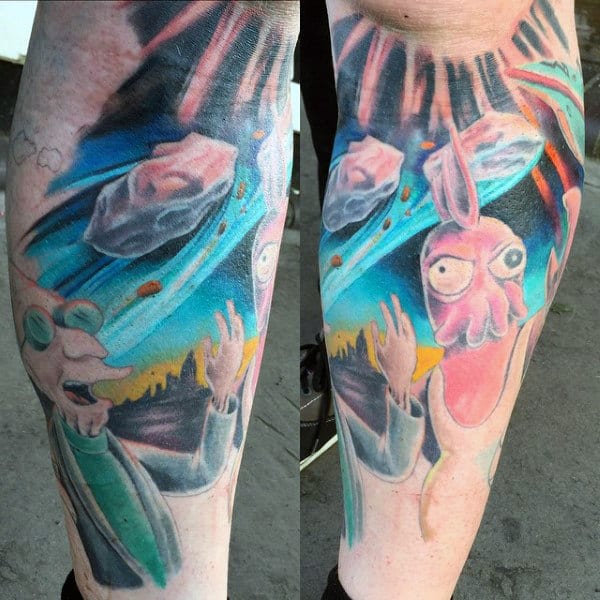 Outer Space Guys Futurama Leg Tattoo Designs