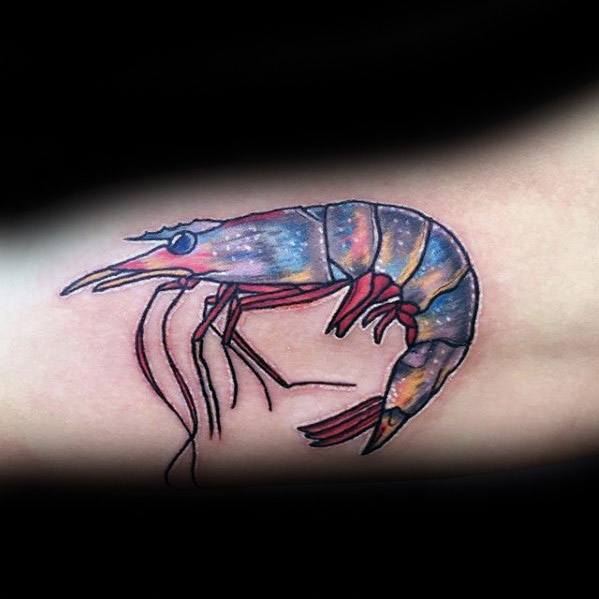 Outer Space Night Sky Themed Shrimp Tattoos For Gentlemen Inner Arm Bicep