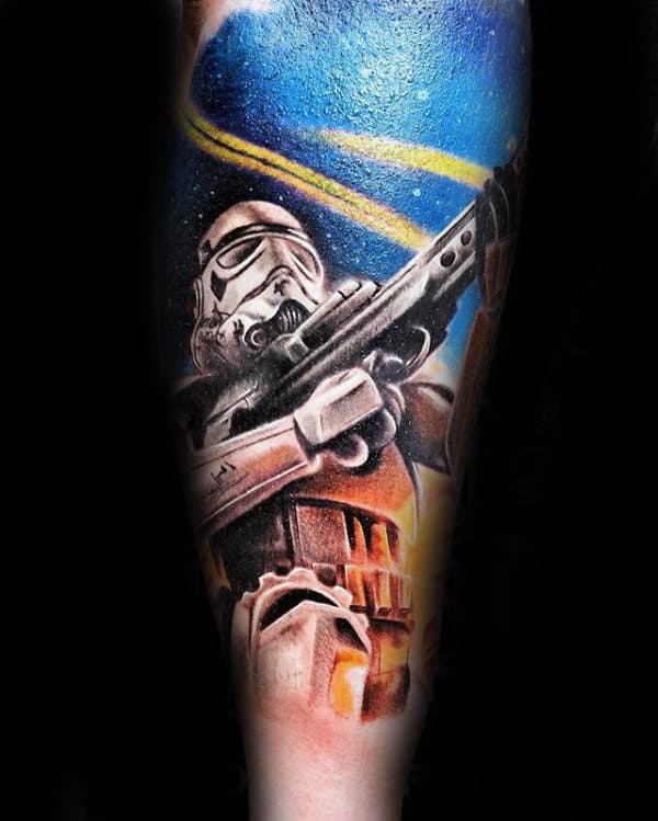 Outer Space Star Sky Guys Stormtrooper Sleeve Tattoo