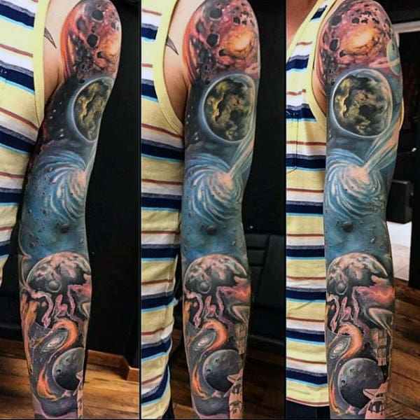 Outer Space Tattoo Designs For Men Sleeve
