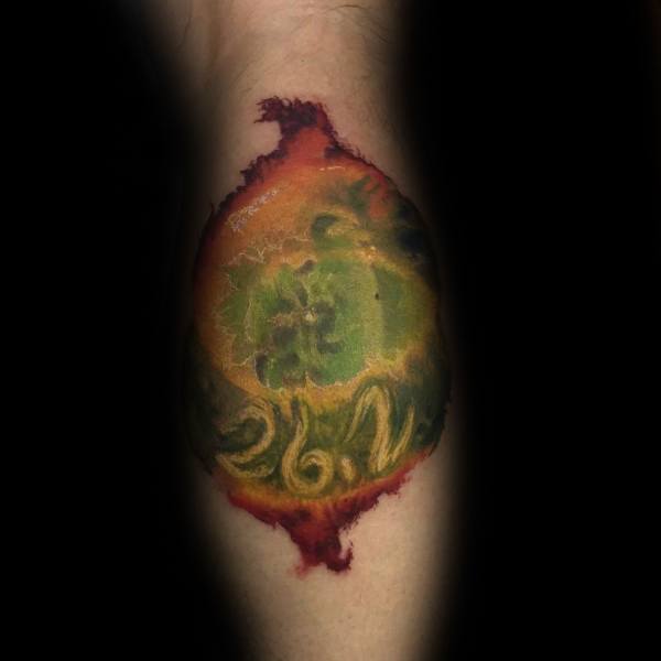 Abstract watercolor-style tattoo with earthy tones and “26.2” subtly embedded, symbolizing a personal and artistic marathon journey.