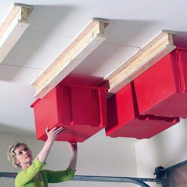 Overhead Bins In Garage Small Space Tool Storage Ideas