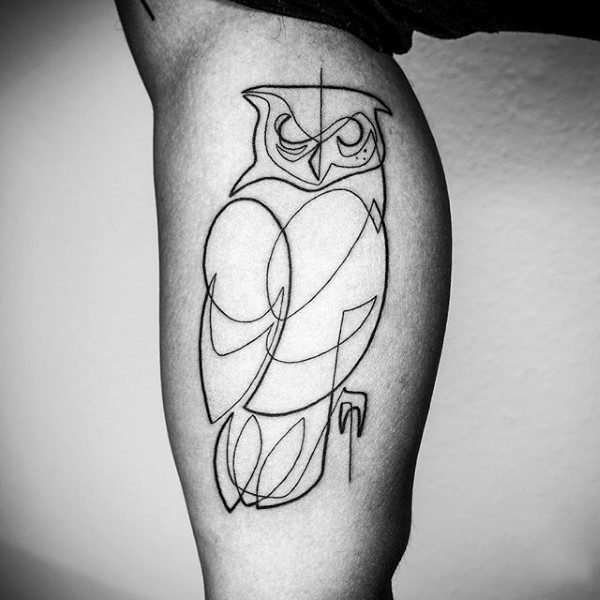 Owl Bicep Tribal Line Tattoos For Men