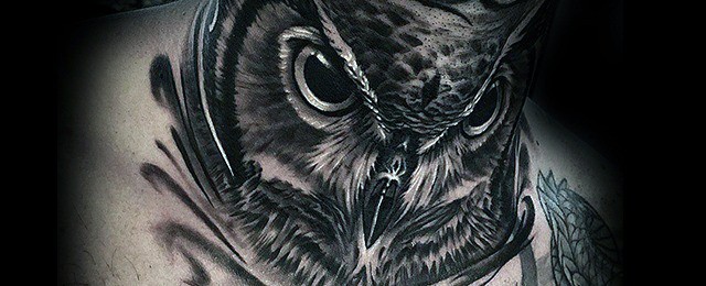 Owl Neck Tattoo Designs For Men