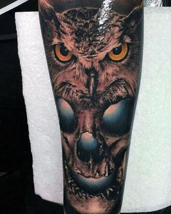 Owl Skull Tattoo Design Ideas For Males