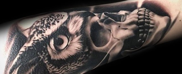 Owl Skull Tattoo Designs For Men