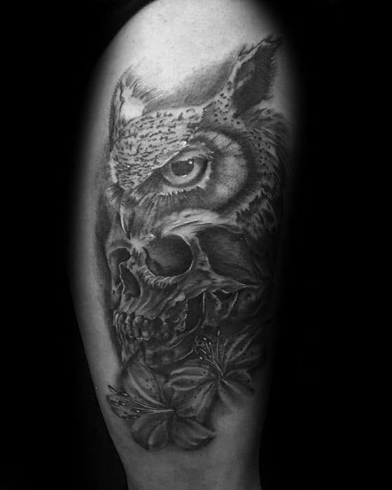Owl Skull Tattoo Ideas For Males