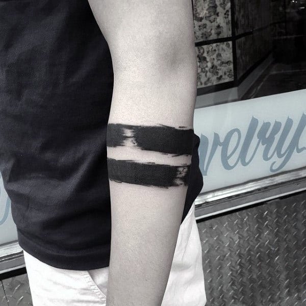 Paint Brush Black Band Mens Forearm Tattoo