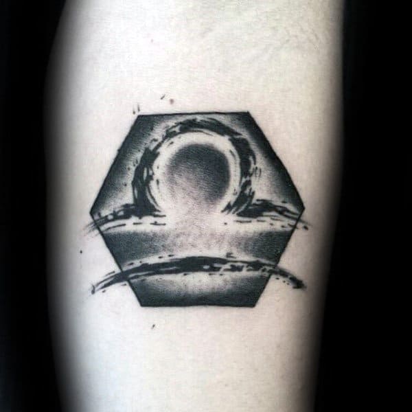 Paint Brush Stroke Libra Tattoo On Male