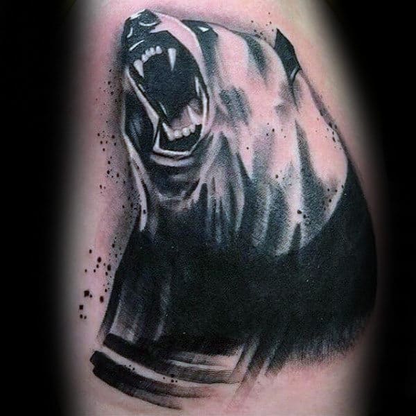Paint Brush Stroke Male Panda Back Tattoos