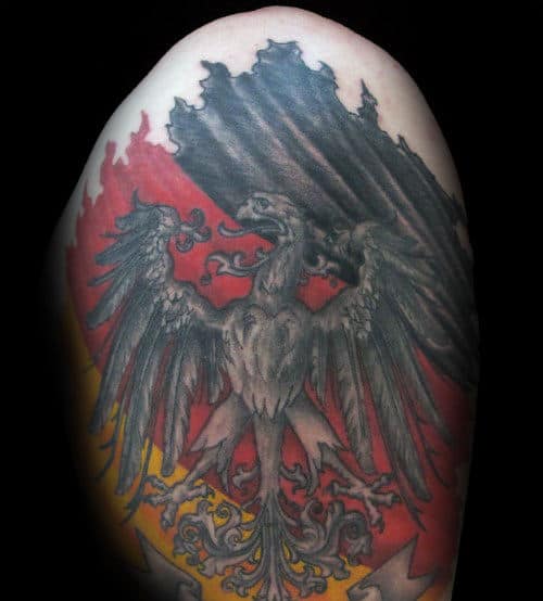 Paint Brush Stroke Mens Germany Flag With Eagle Mens Arm Tattoo