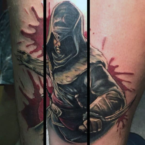 Paint Splatter Assassins Creed Guys Forearm Tattoo