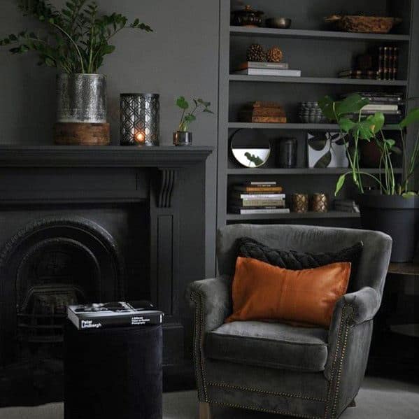 Painted Black Masculine Fireplace Design Inspiration