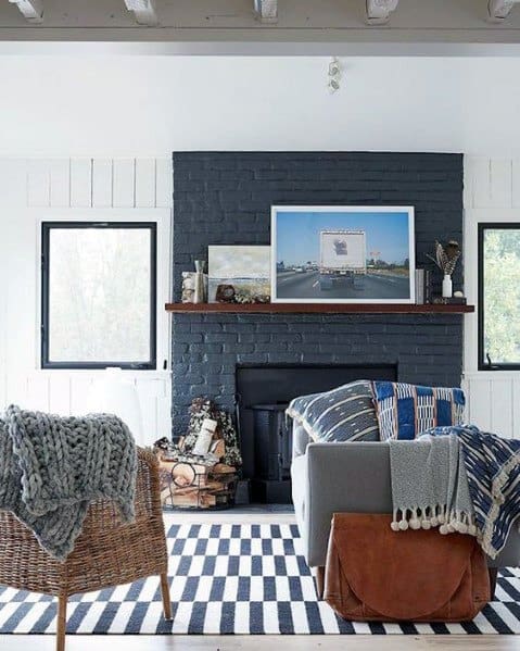 Painted Blue Fireplace Design Ideas
