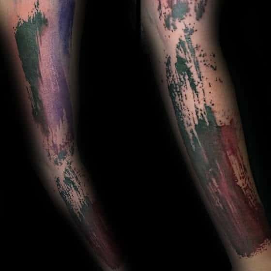 Painted Brush Stroke Grunge Mens Full Arm Tattoo