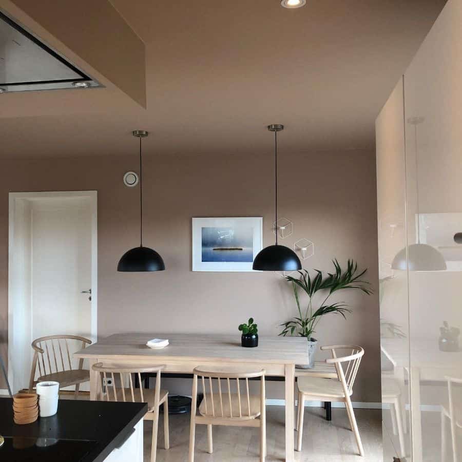 neutral color kitchen and living space