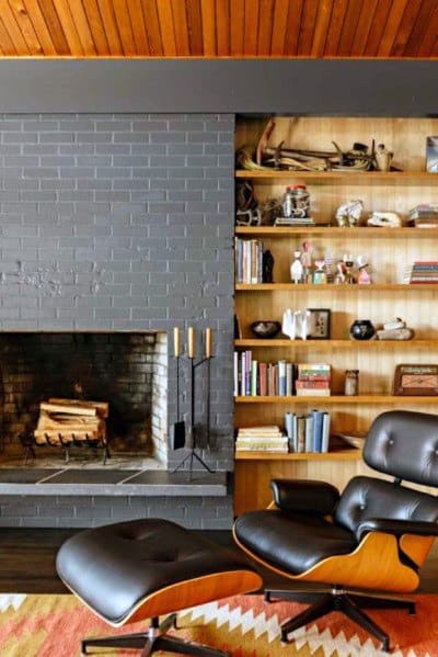 Painted Grey Fireplace Cool Bachelor Pad Interior Ideas