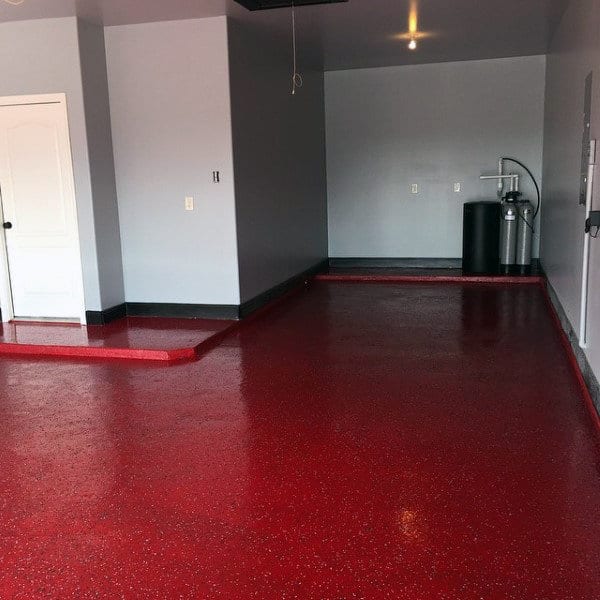 Painted Red Garage Epoxy Floor Ideas