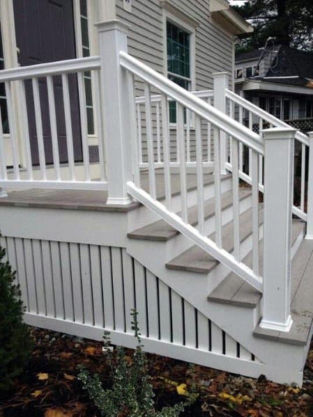 painted white vertical wood slats deck skirting
