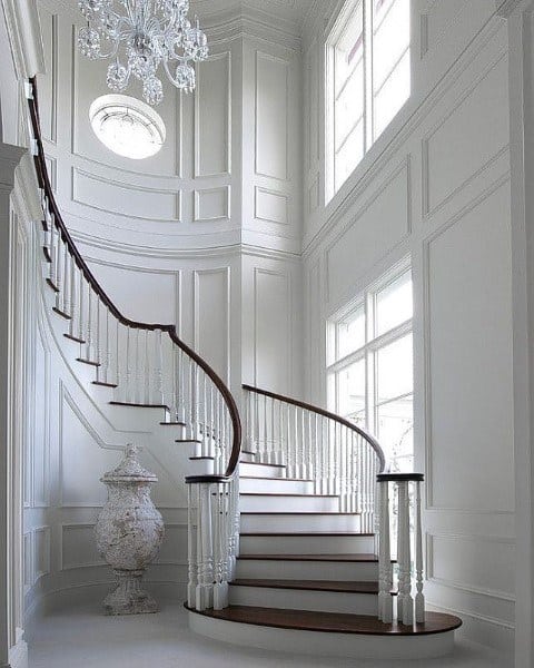 painted white wainscoting stairs