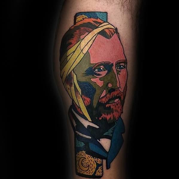 Painter Portrait Guys Artsy Leg Tattoos