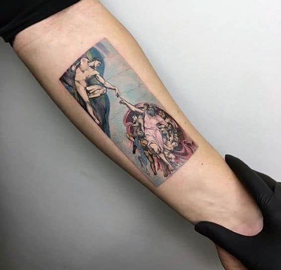 Painting Inner Forearm Creative The Creation Of Adam Tattoos For Men