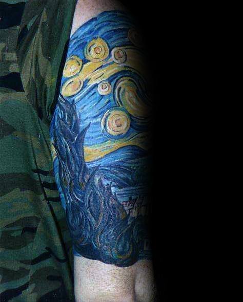 Painting Of Vincent Van Gogh Mens Arm Sleeve Tattoo