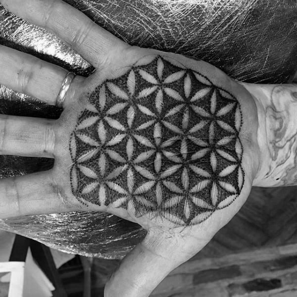Palm Flower Of Life Tattoo For Men
