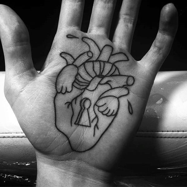 Palm Heart With Keystone Traditional Male Tattoos