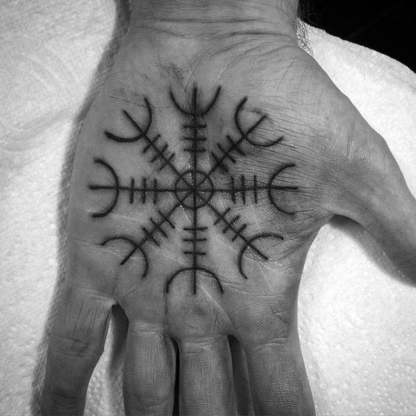 Palm Remarkable Helm Of Awe Tattoos For Males