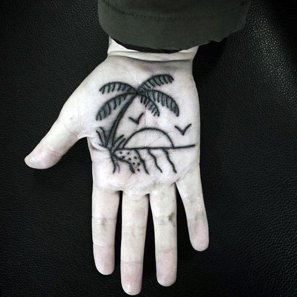 Palm Simple Traditional Beach Mens Tattoos