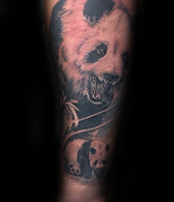 Panda Bears Mens Forearm Sleeve Tattoo Ideas