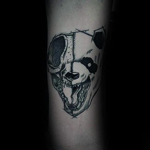 Panda Half Skull Mens Forearm Tattoos
