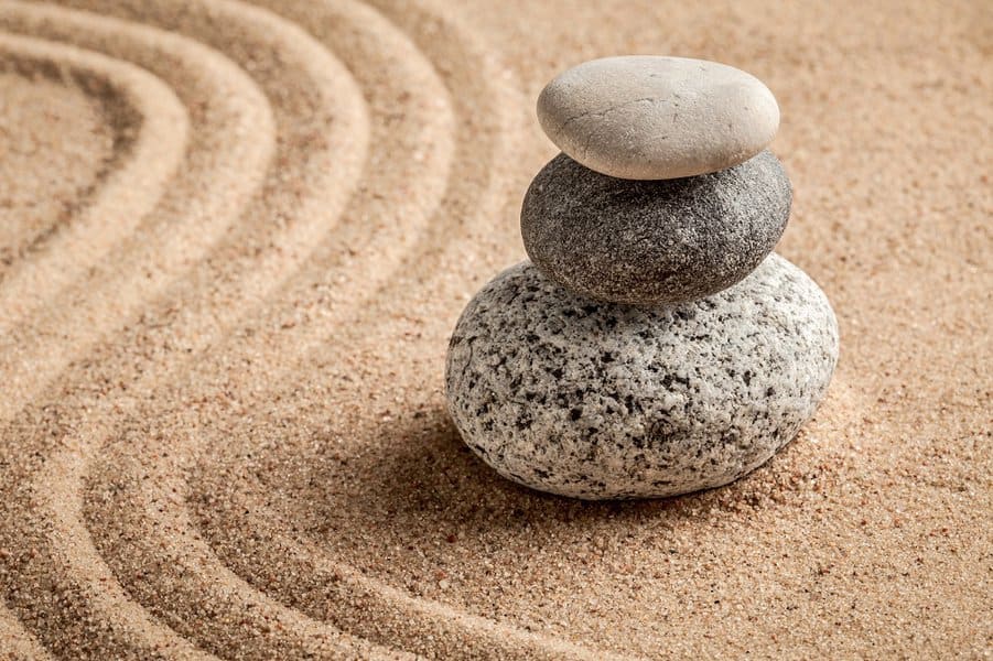 panorama of pebbles in a sand