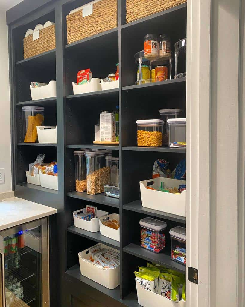 modern pantry kitchen storage unit with shelves