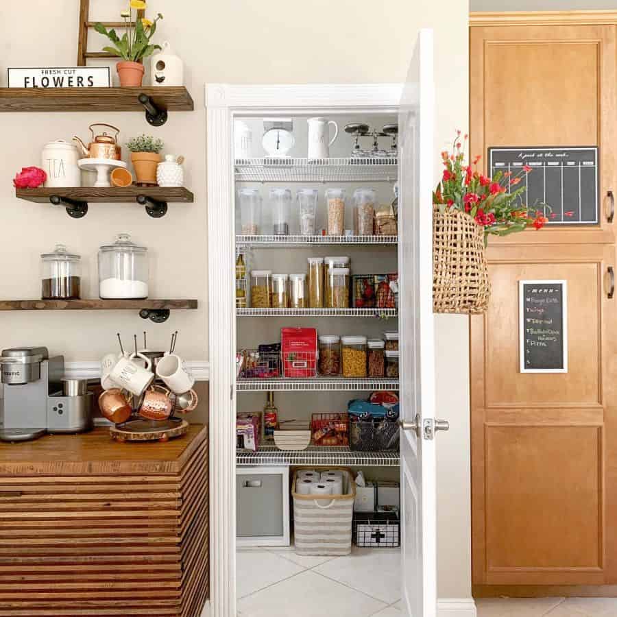 large well organized kitchen pantry with wire racking