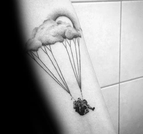 Parachute Cloud Inner Forearm Mens Tattoo Designs