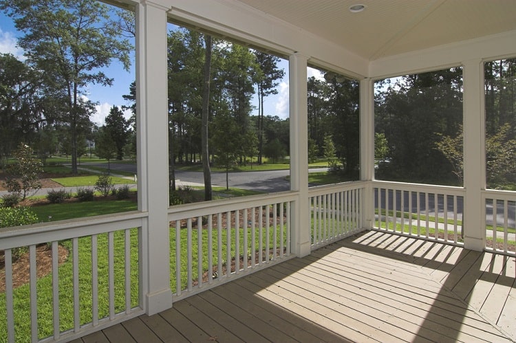 screened porch with railing