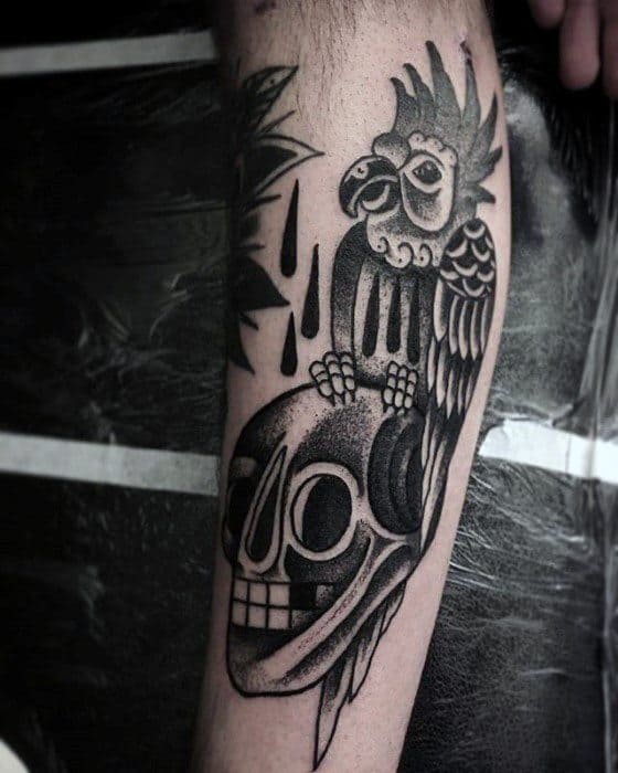 Parrot Tattoos For Gentlemen On Inner Arm