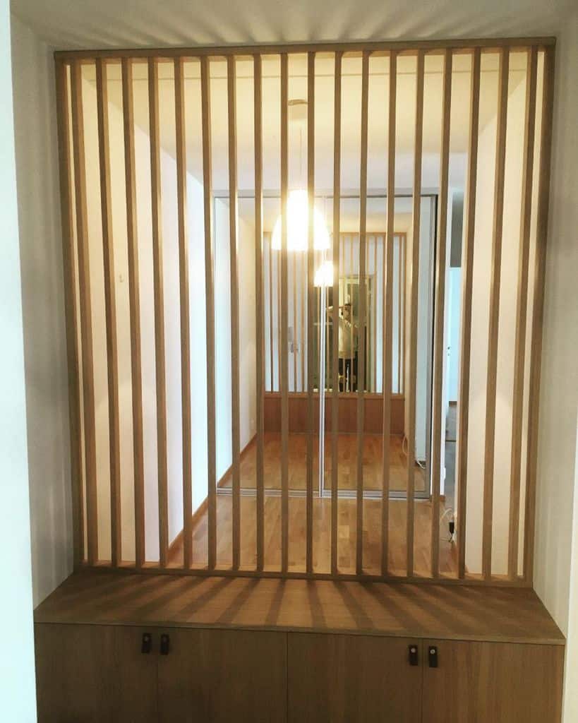 wood rail room divider