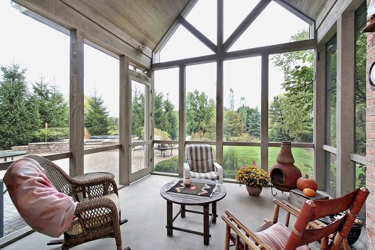 white screened porch
