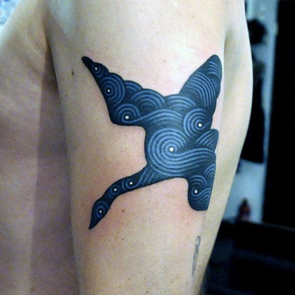 Pattern Awesome Blue Ink Small Swan Mens Arm Tattoo Designs