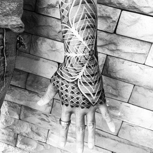 Pattern Distinctive Male Geometric Hand Tattoo Designs