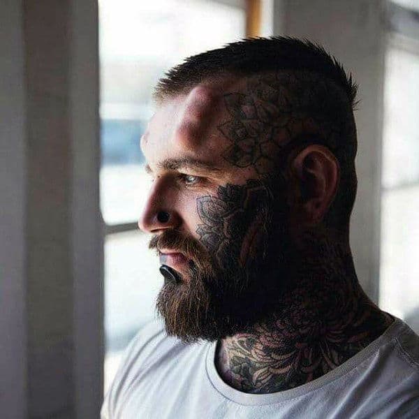 Pattern Face Floral Tattoos For Guys