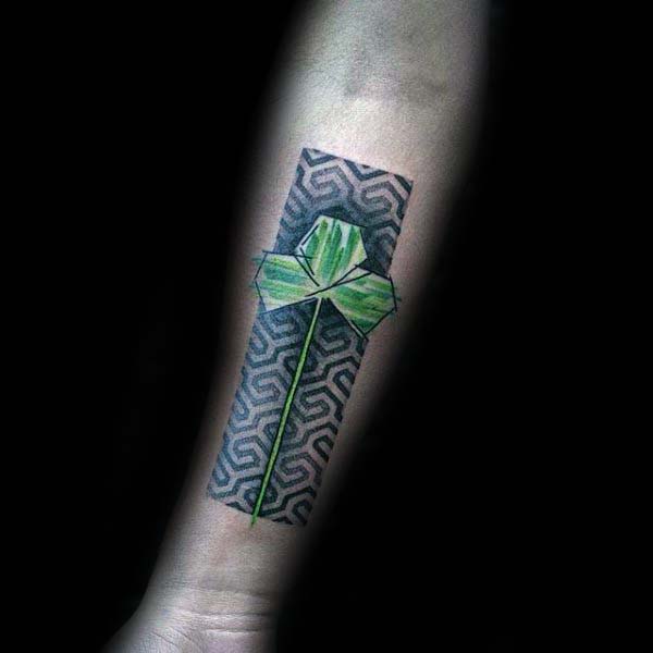 Pattern Irish Clover Mens Inner Forearm Tattoos
