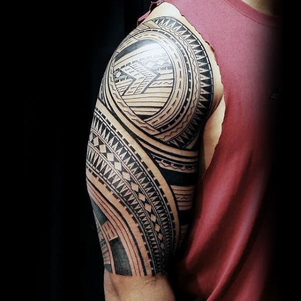 Pattern Male Half Sleeve Tribal Samoan Tattoo Design Inspiration